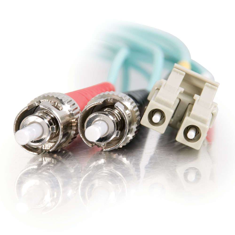 5m LC-ST 10Gb 50/125 OM3 Duplex Multimode PVC Fibre Optic Cable (LSZH) - Aqua - TechExpress