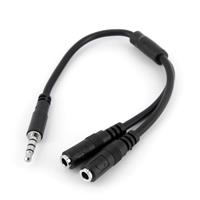 Headset adapter for headsets with separate headphone / microphone plugs - 3.5mm 4 position to 2x 3 position 3.5mm M/F - TechExpress