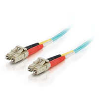 1m LC-LC 10Gb 50/125 OM3 Duplex Multimode PVC Fibre Optic Cable (LSZH) - Aqua - TechExpress