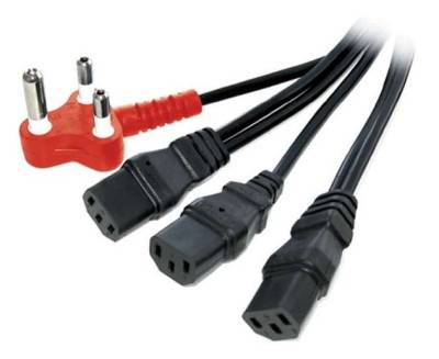 Power cable 4m Red plug to 3 kettle