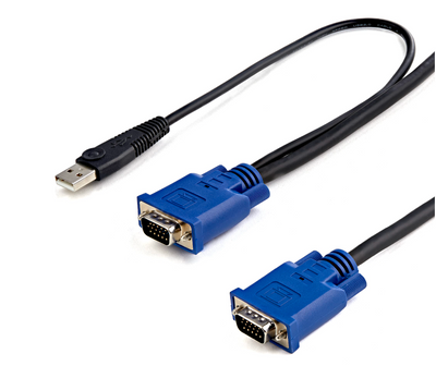 10 ft Ultra Thin USB VGA 2-in-1 KVM Cable