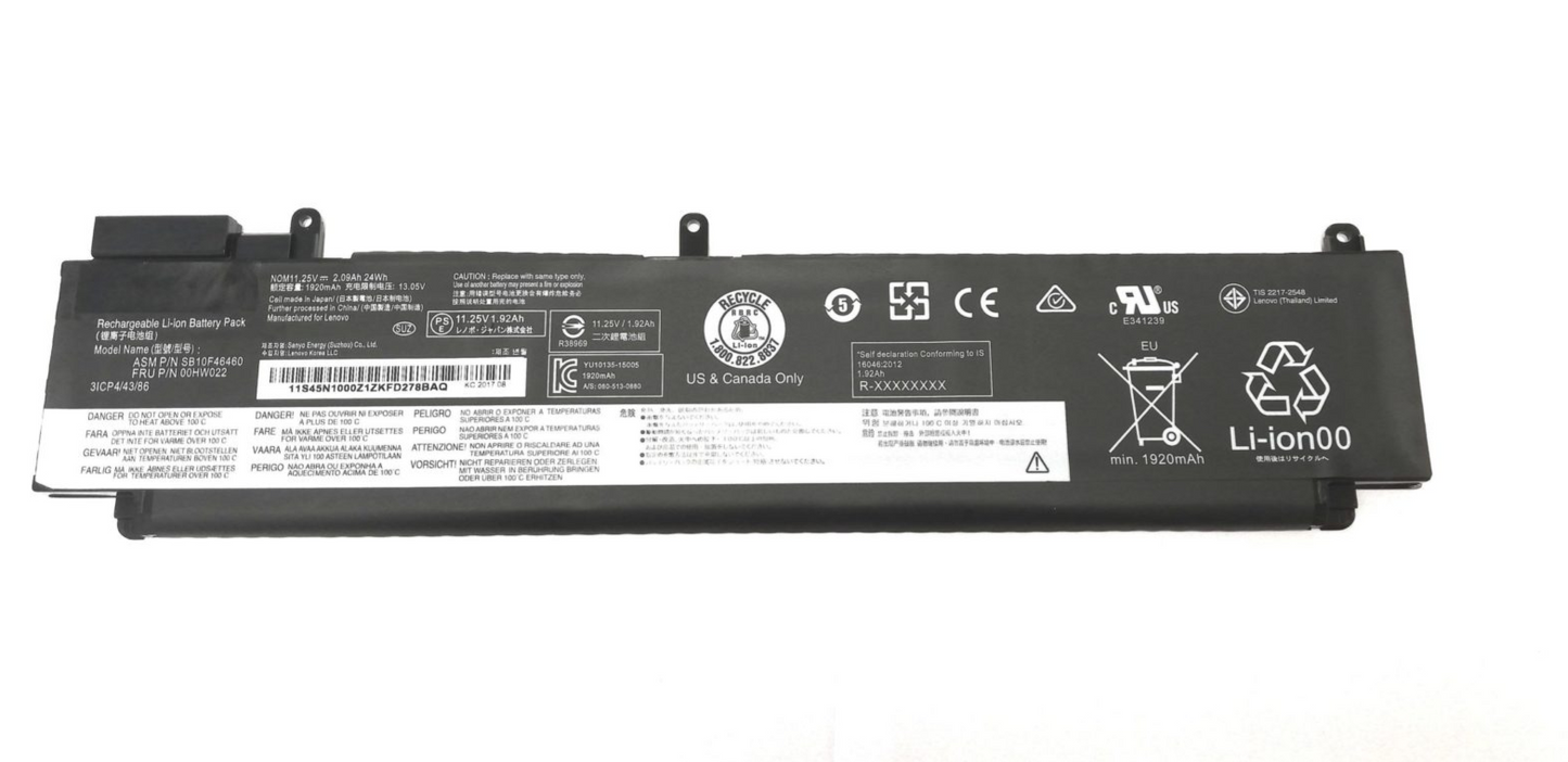 Lenovo Battery 24Wh, 3 Cell 11.4V - T460s