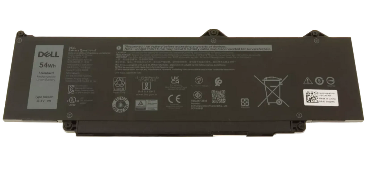 Dell laptop battery with label on a white background