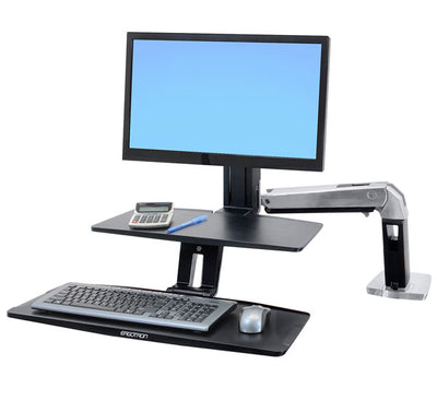 WorkFit-A with Suspended Keyboard, HD, 5" and WS, Polished Aluminum - TechExpress 