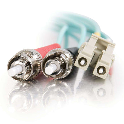 5m LC-ST 10Gb 50/125 OM3 Duplex Multimode PVC Fibre Optic Cable (LSZH) - Aqua - TechExpress 