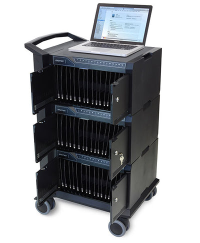 Tablet Management Cart 48, with ISI - cabled for Lightning iPad - TechExpress 